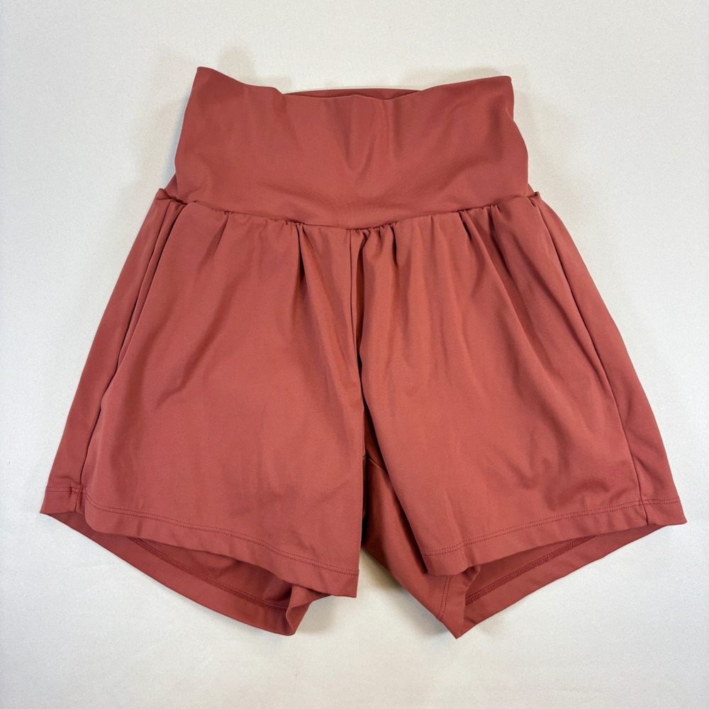 Halara SoftlyZero Airy High Waisted InstantCool 5" Yoga Shorts XS Long Red Orang